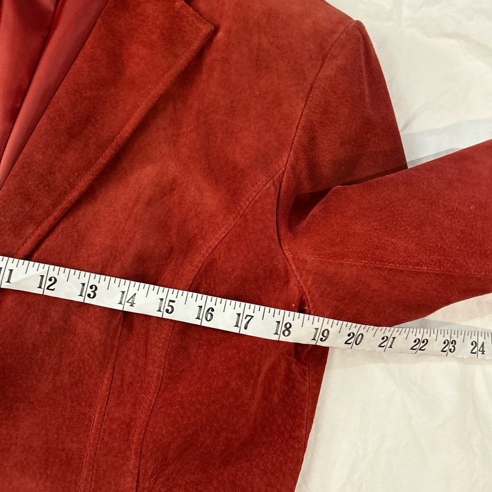 VINTAGE Alfani Suede Leather Blazer Jacket Brick L - Picture 13 of 14